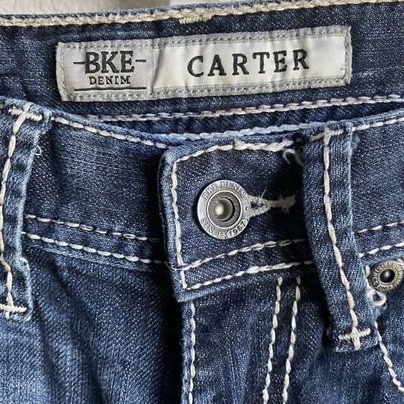 BKE Jeans Sz 28S Blue Carter Bootcut Dark Wash Faded Preppy Denim - Picture 6 of 15